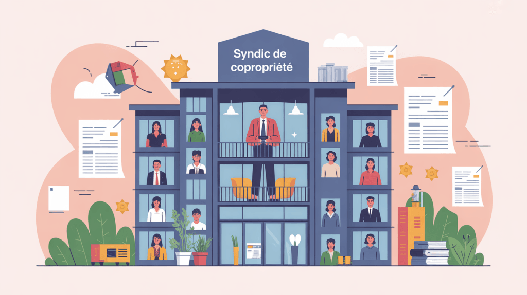 Syndic copropriete, bâtiment moderne et gestionnaire