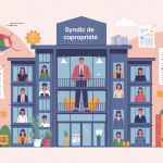 Syndic copropriete, bâtiment moderne et gestionnaire