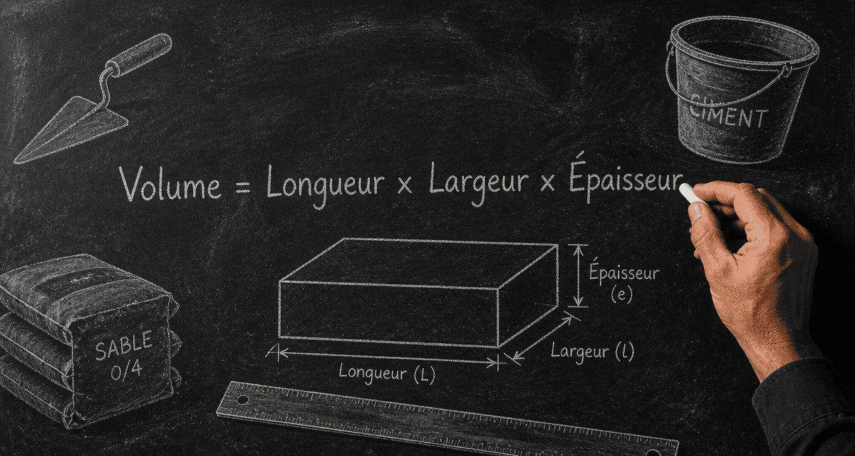 calcul pour une chape formule volume sur tableau