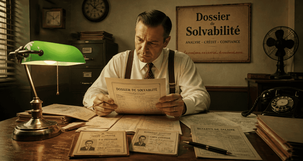 dossier de solvabilité sur bureau rétro
