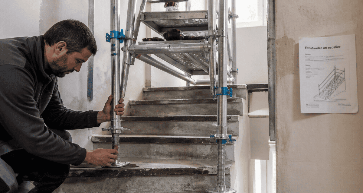 échafauder escalier artisan aluminium sur marches