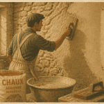 enduit correcteur thermique appliqué sur mur en pierre