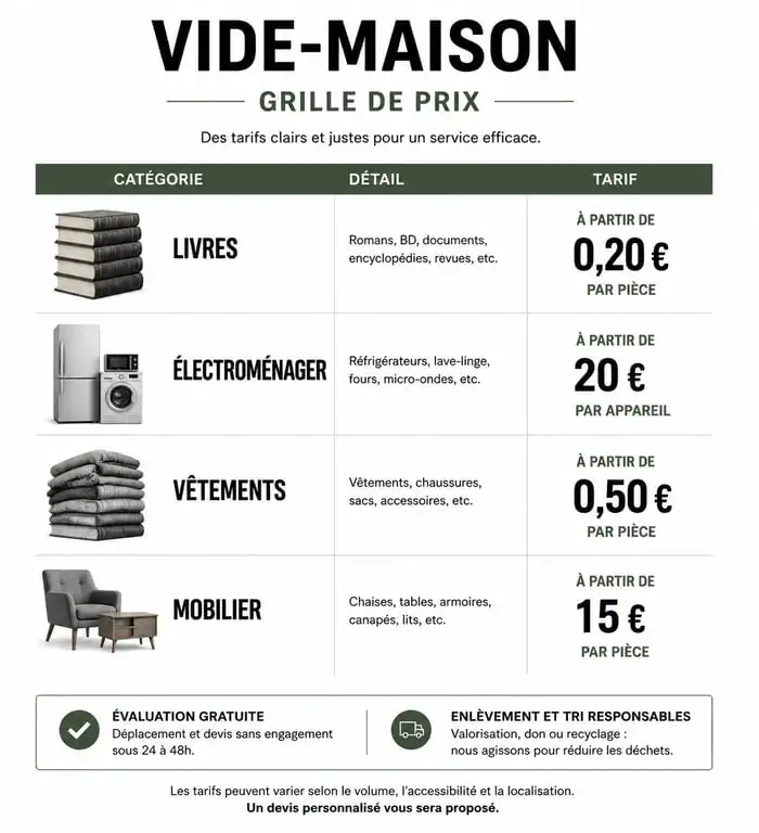 Grille indicative des prix pour organiser un vide-maison 78 efficace
