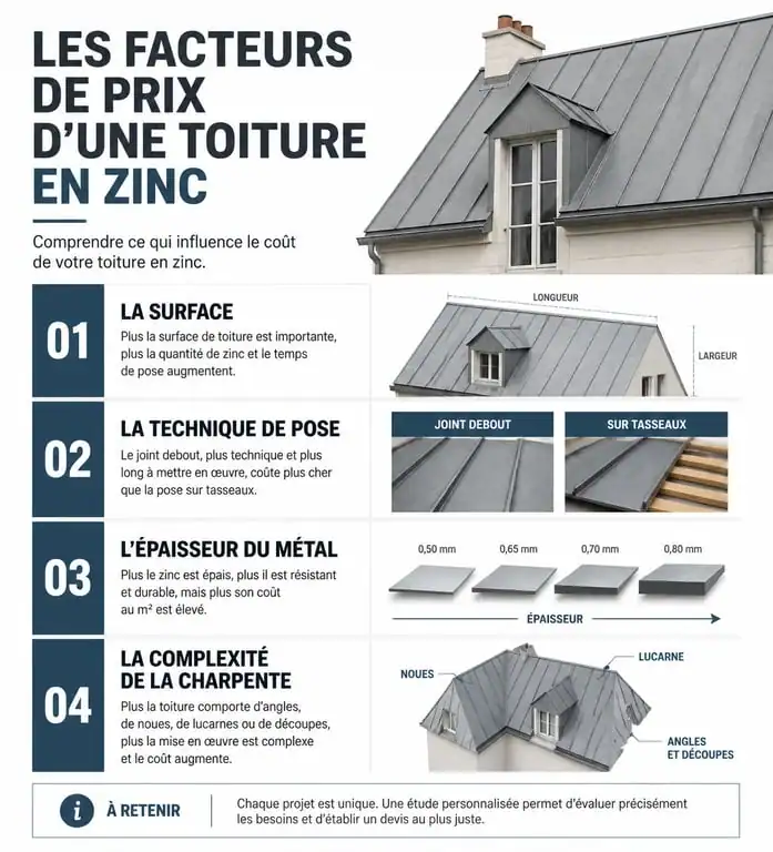 Facteurs influençant le prix d'un toit en zinc
