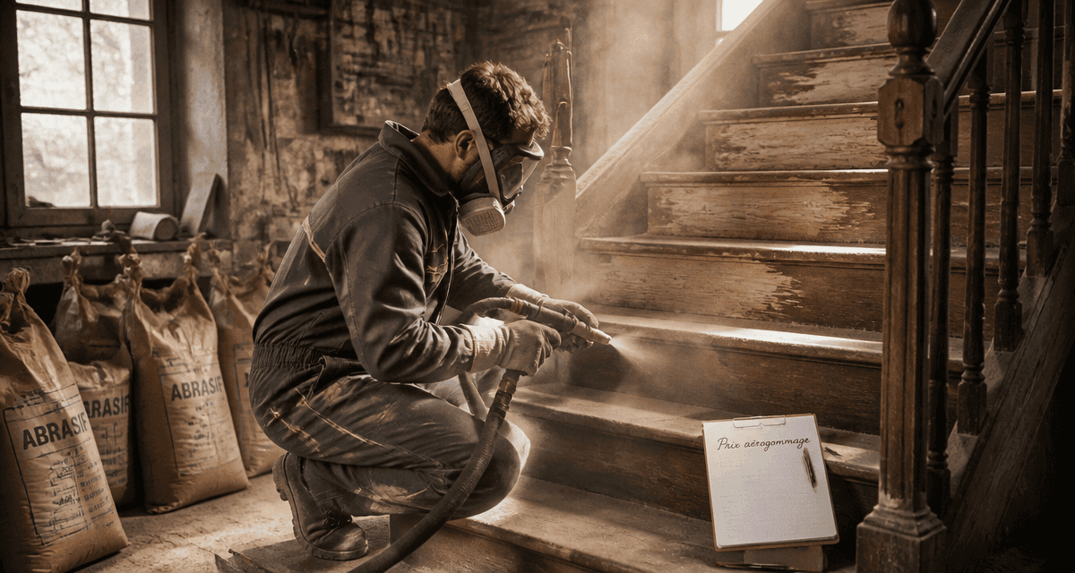 prix aerogommage au m2 escalier bois