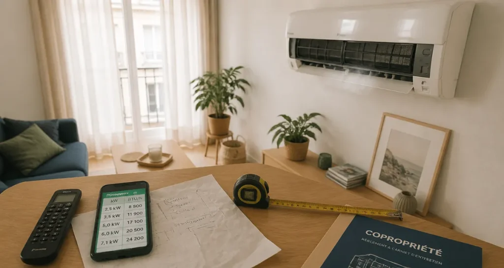 Comment climatiser un appartement : unité split murale et télécommande