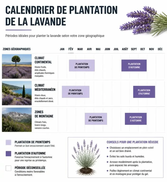 Calendrier de plantation de la lavande par zone géographique pour réussir sa culture
