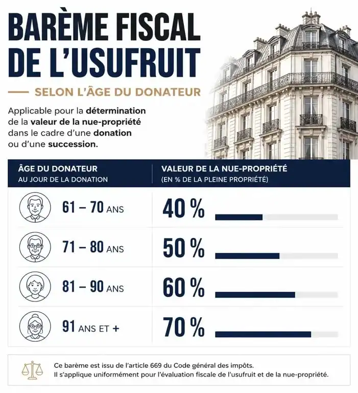 Barème fiscal de la donation en nue-propriété après 70 ans