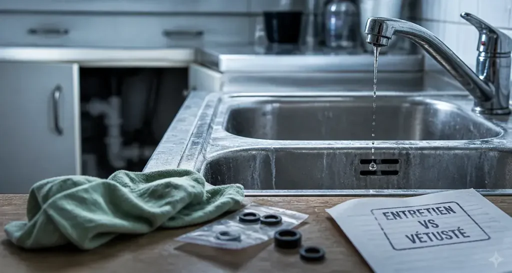 Est-ce au locataire de changer un robinet ? goutte à goutte et joints usés, entretien vs vétusté.