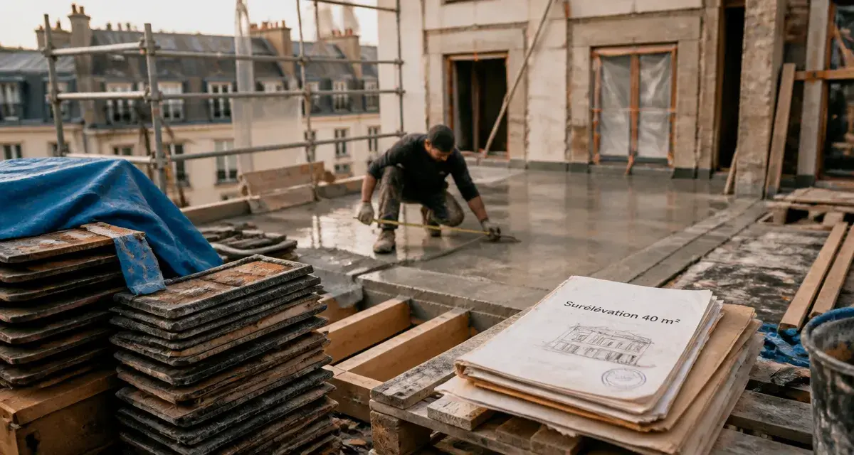Prix surélévation maison 40m2 : chantier de surélévation