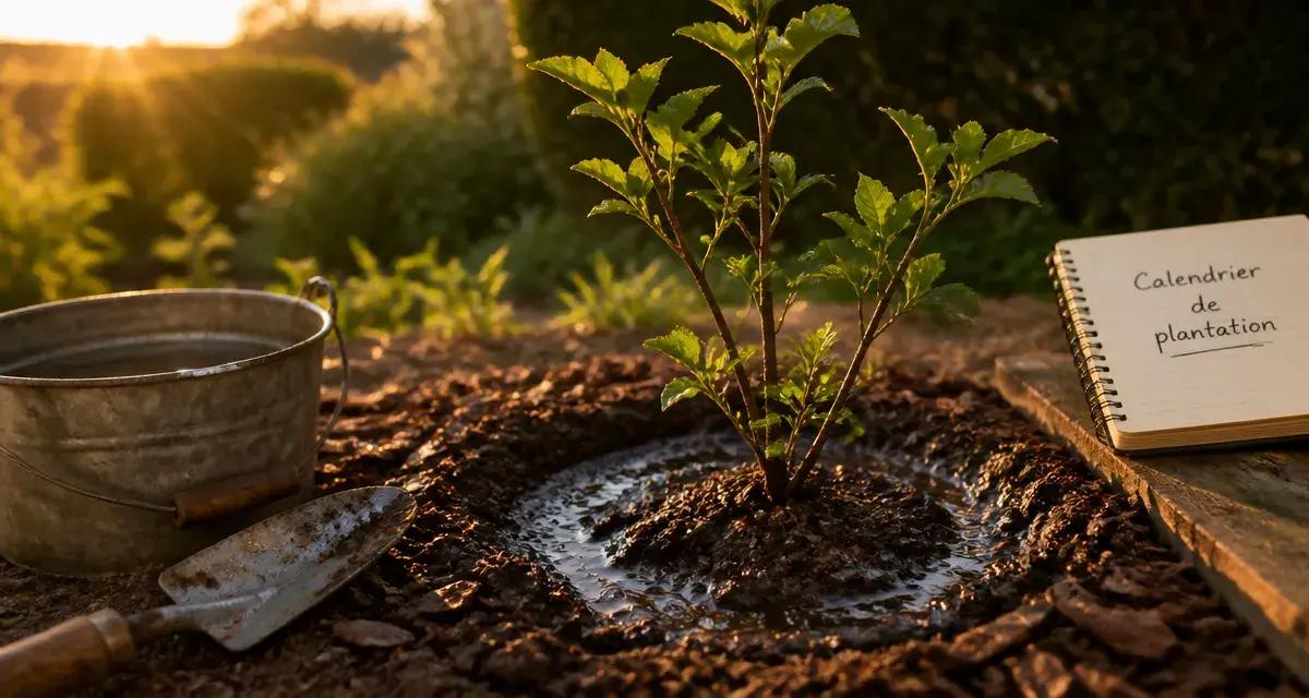 Quand planter un hibiscus en pleine terre : jeune hibiscus en terre, motte et sol humide