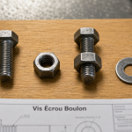 Ecrou vis boulon, diamètre et filetage, rondelle plate