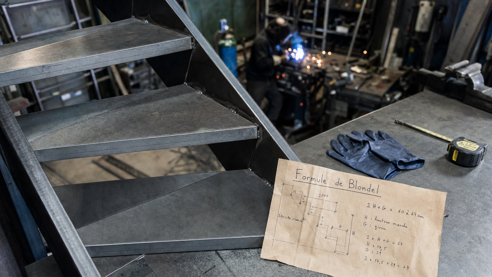 Fabriquer un escalier en metal : atelier de soudure