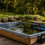 Kit bassin poisson hors sol avec bois, bâche EPDM et filtration