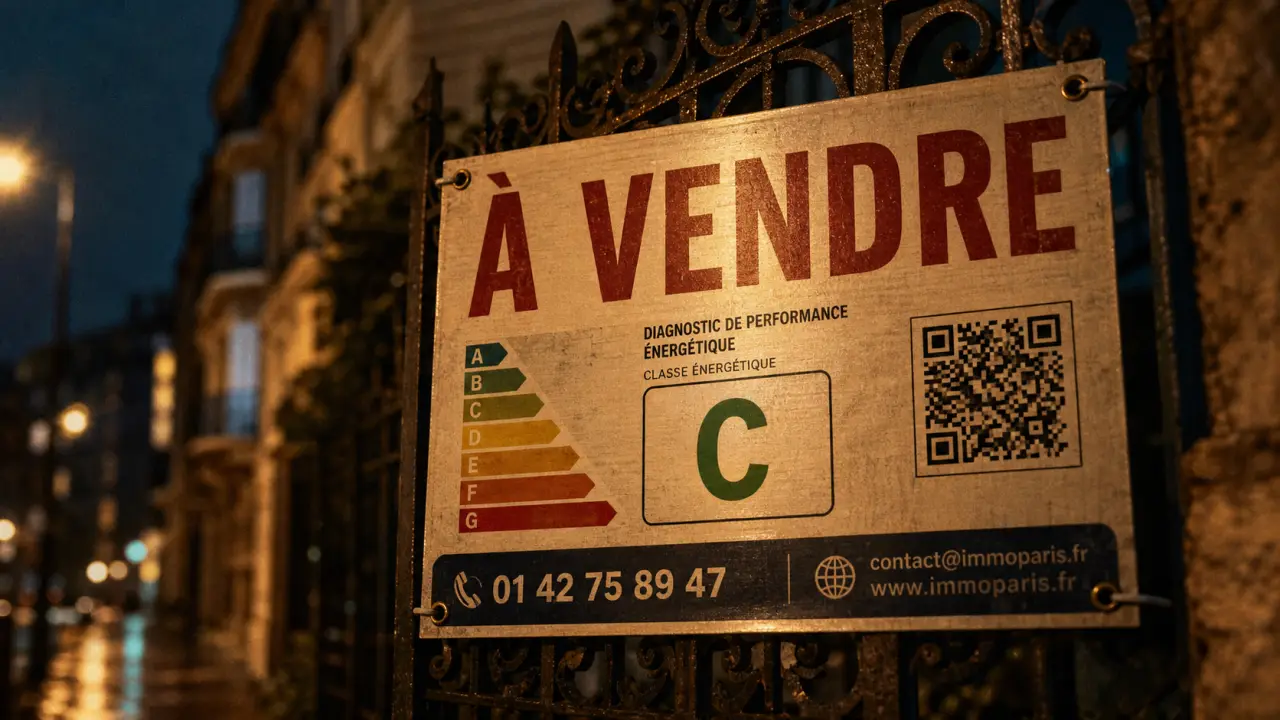 Panneau immobilier à vendre : fixation et mentions visibles