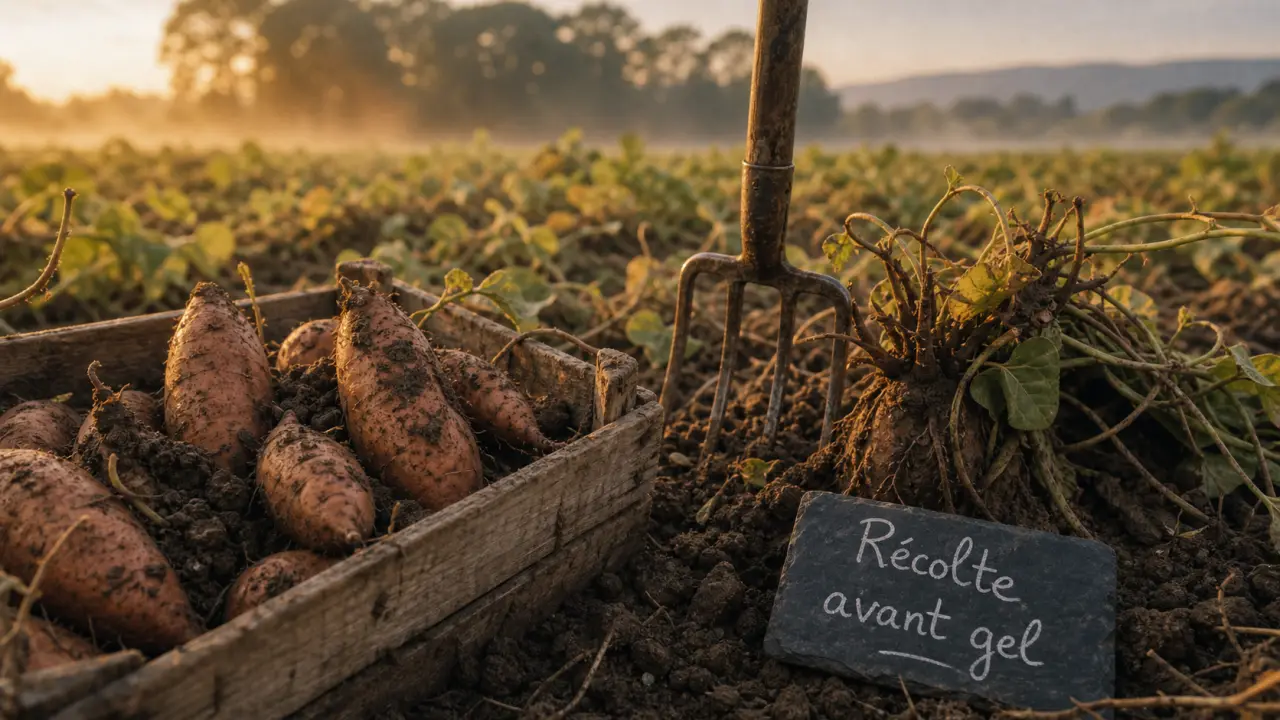 Quand récolter les patates douces avant le gel, tubercules prêts en potager
