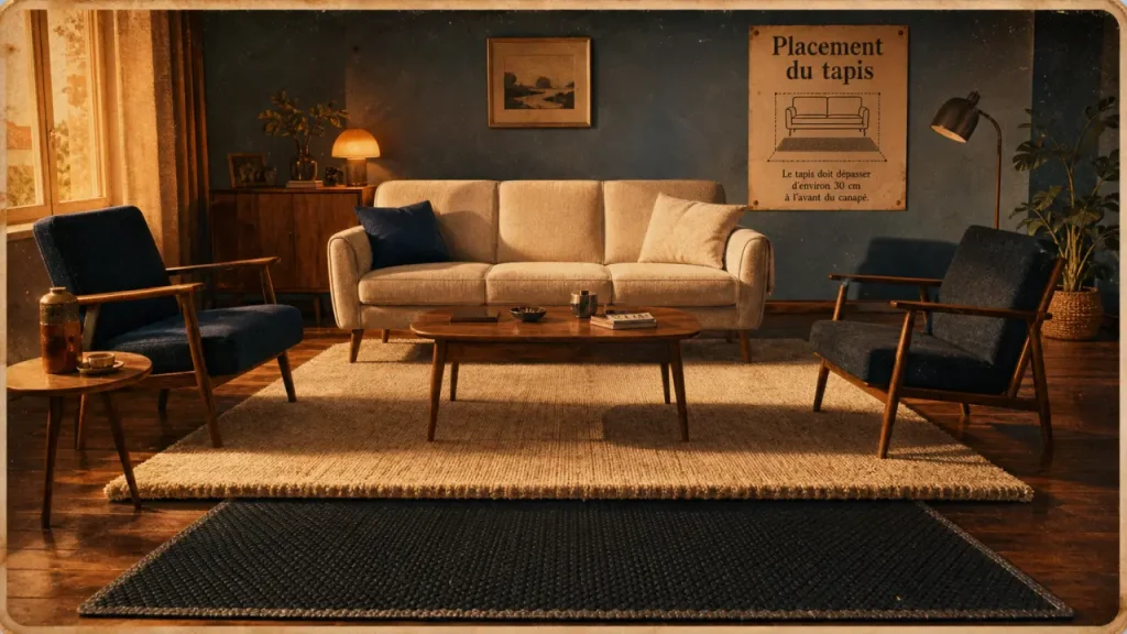Tapis de salon : 3 règles de positionnement pour structurer votre espace