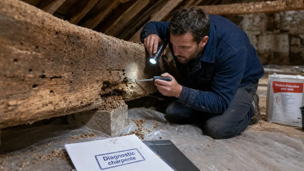 Sciure, galeries, bois ramolli : les signes qui imposent un traitement de charpente en bois