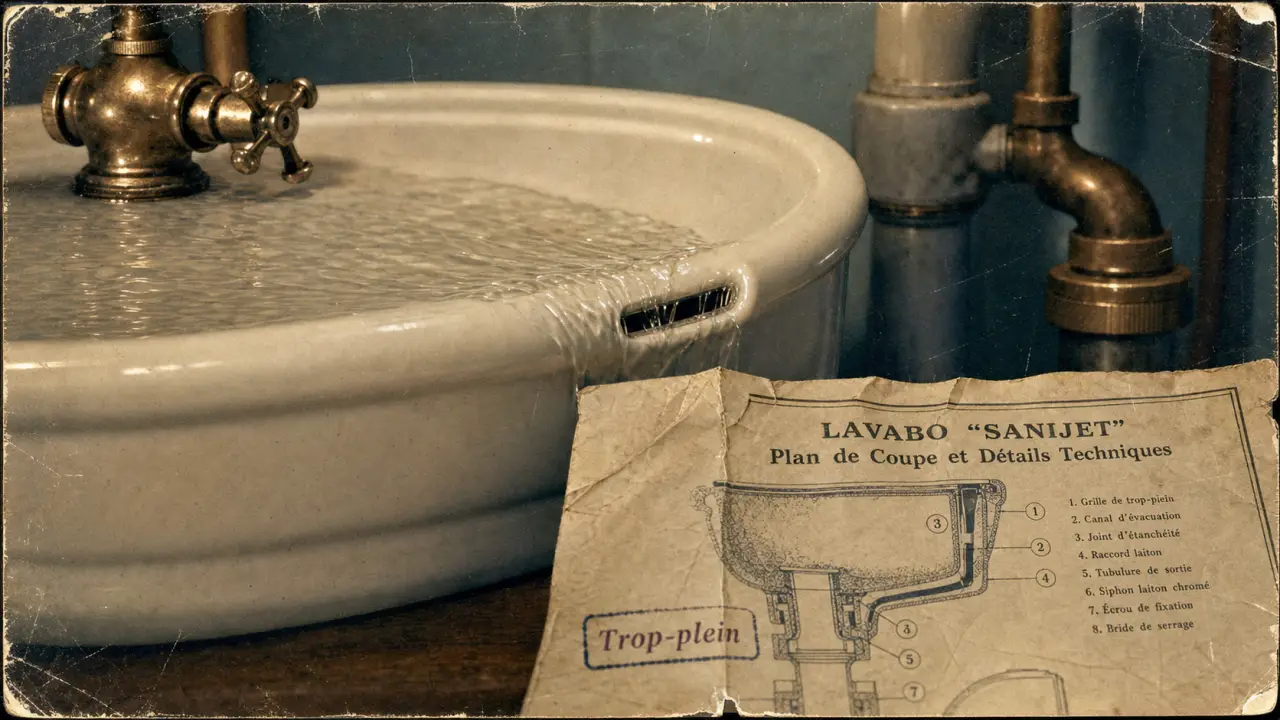 Trop plein sur lavabo : évite débordement et fuites