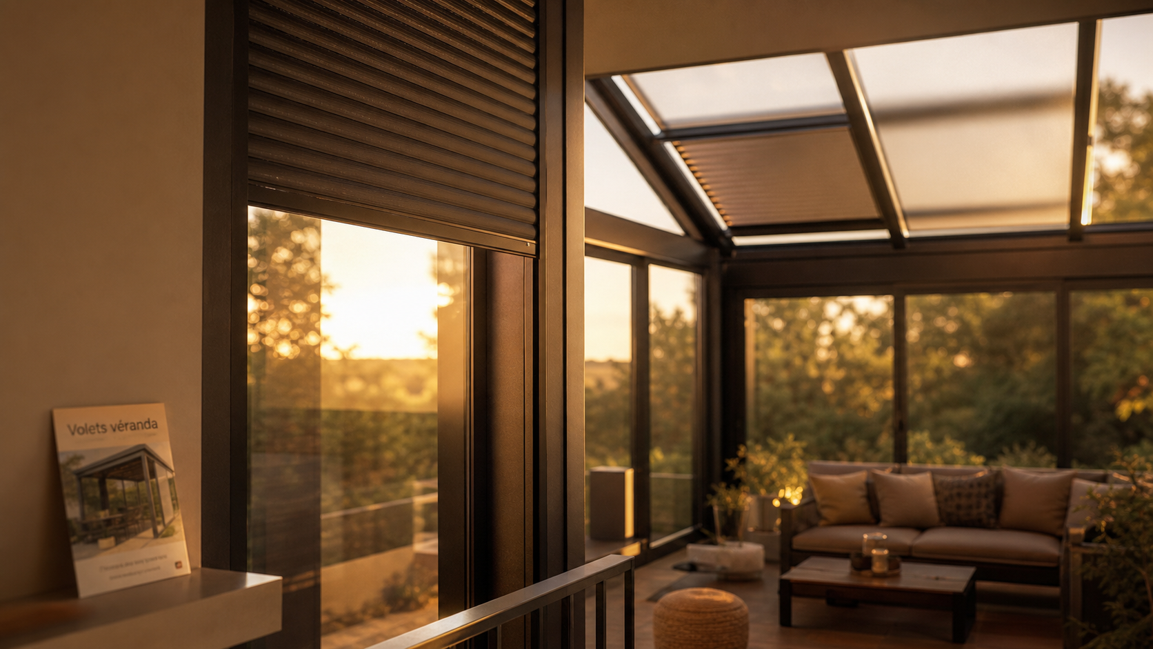 volet roulant veranda sur toiture vitrée et façade