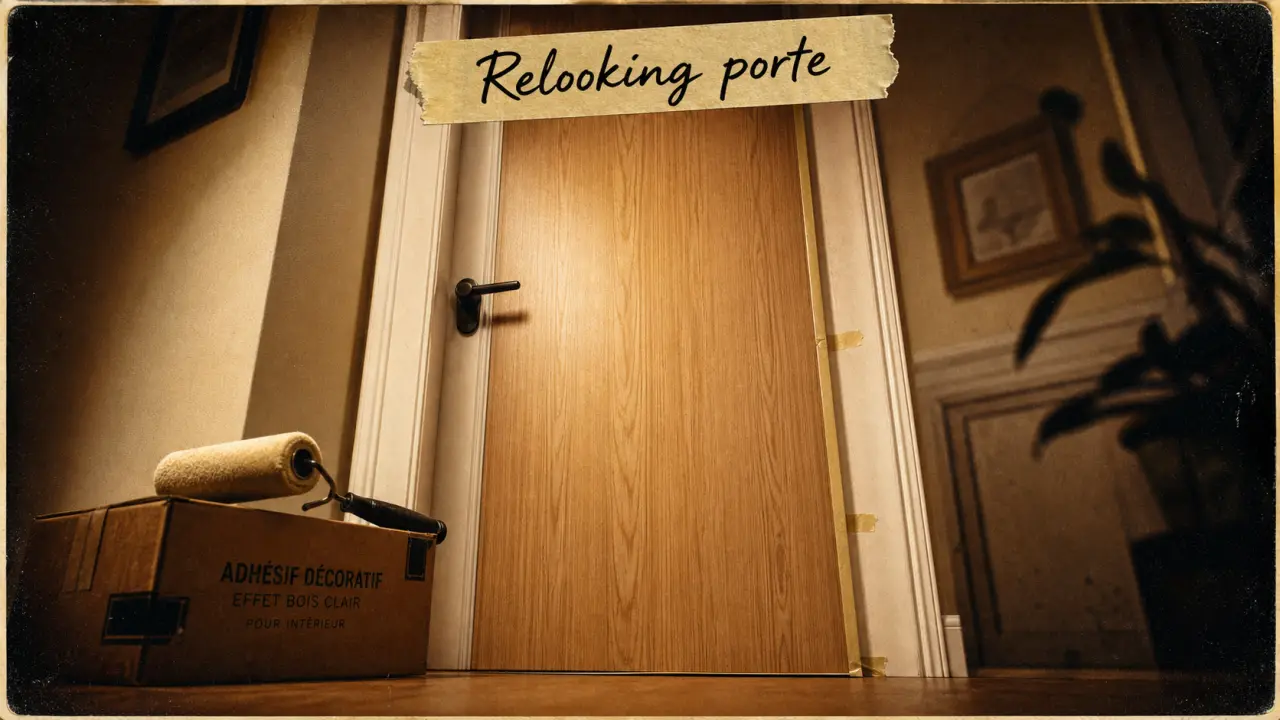 Décoration porte intérieur : relookage sans gros travaux, porte plane recouverte