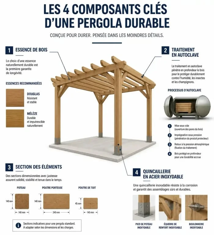 Critères techniques pour une pergola en bois durable sur terrasse