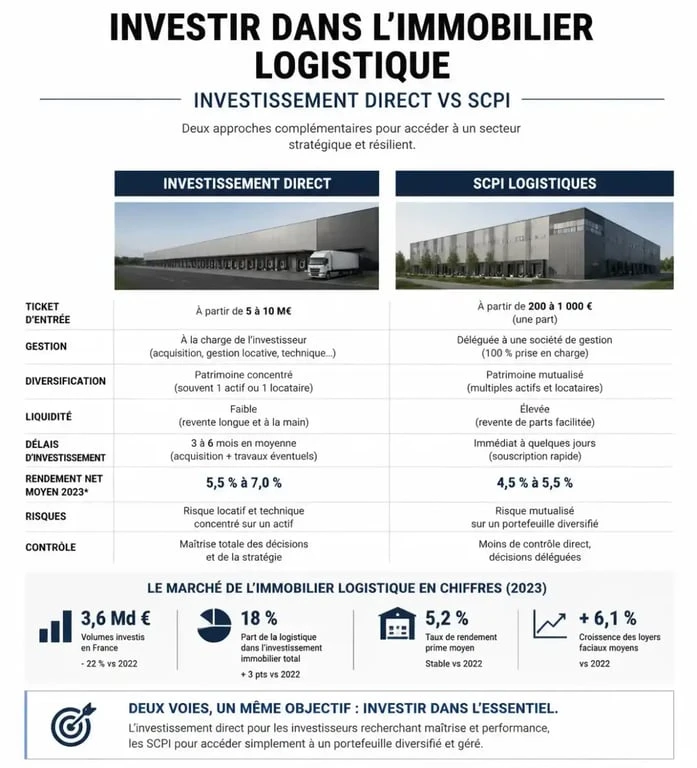 Comparatif des modes d'investissement immobilier logistique : direct versus SCPI