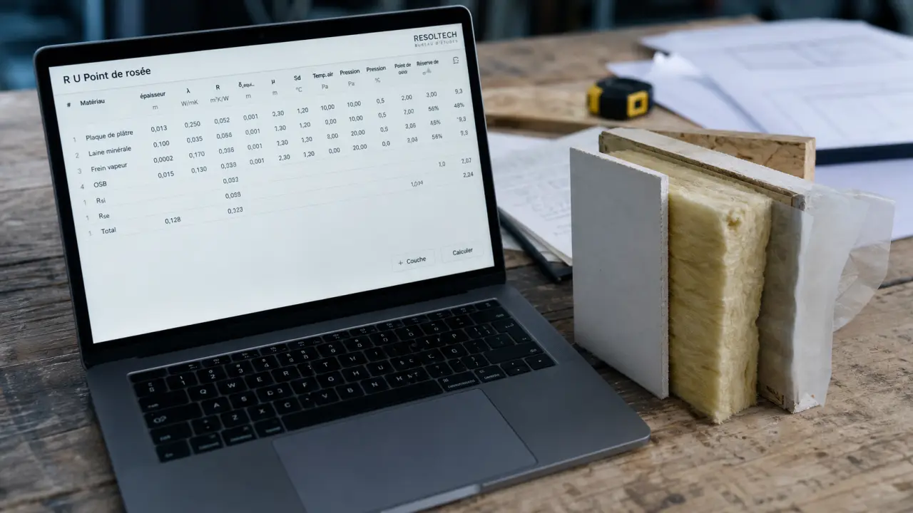 Logiciel calcul isolation thermique : R, U et point de rosée
