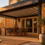 Terrasse couverte maison avec pergola moderne en aluminium