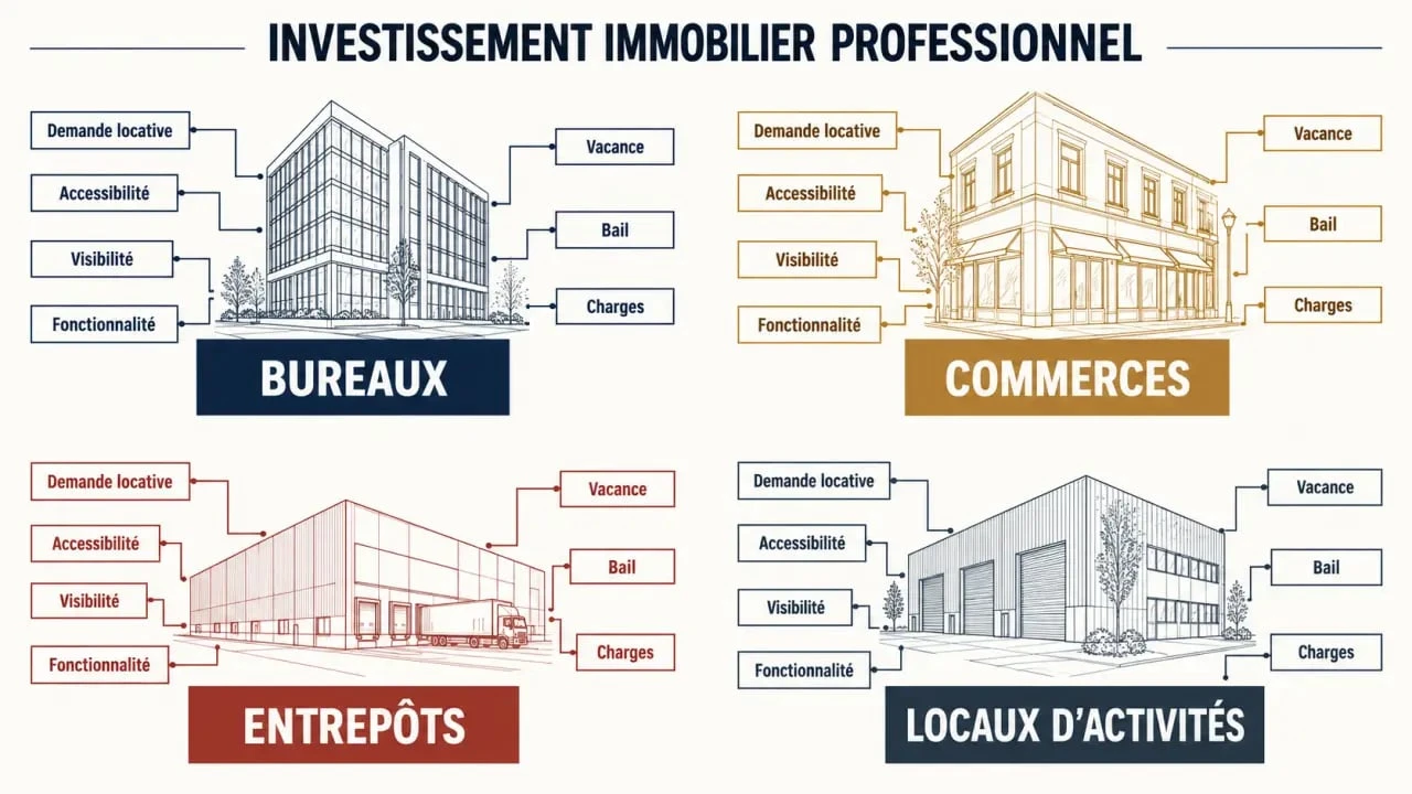 Investissement immobilier professionnel : critères de choix des bureaux, commerces, entrepôts et locaux d’activités