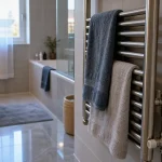 Seche serviette chauffage central pour salle de bains, repère puissance chauffage