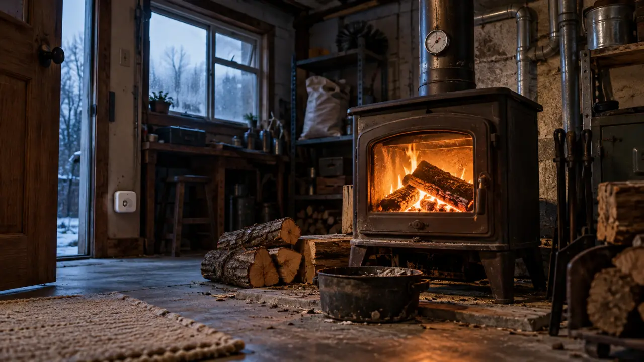 Chauffage sans électricité : poêle à bois et détecteur de monoxyde de carbone